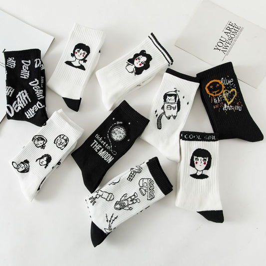 New Black Socks Female Tea Color Autumn Anti-friction Adult Socks