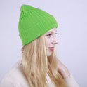 Solid Color Straight Stripe Curling Double Layer Warmth Ladies Woolen Hat
