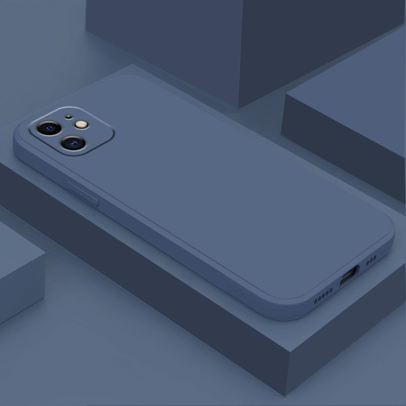 Solid Color Straight Edge TPU Liquid Silicone Phone Case