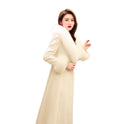 Ladies New White Long Woolen Coat