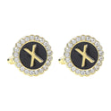 Round Diamond French Cufflinks Men's 26 Letters