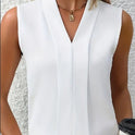 Women's Elegant Sleeveless V-Neck Blouse - Breezy Chic Top Ideal For Spring & Summer, Versatile Fashion For Casual Or Formal Wear