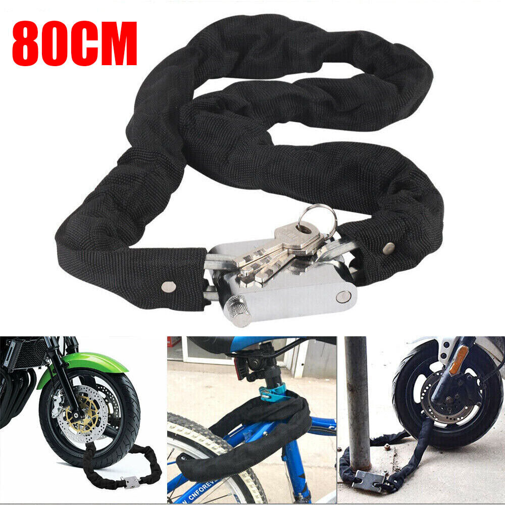 80CM Metal Motorbike Motorcycle Bicycle Heavy Duty Chain Lock Padlock Bike Cycle