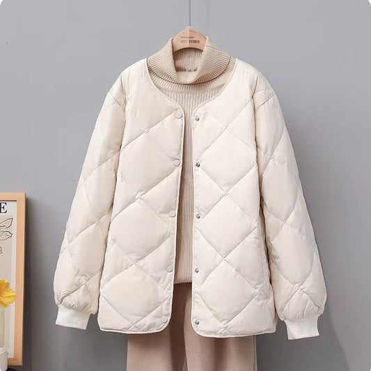 Rhombus Down Jacket Women's Short Coat