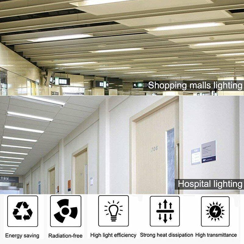 4FT LED Ceiling Lamp Office Strip Lights Shop Garage Batten Tube Light 4000K