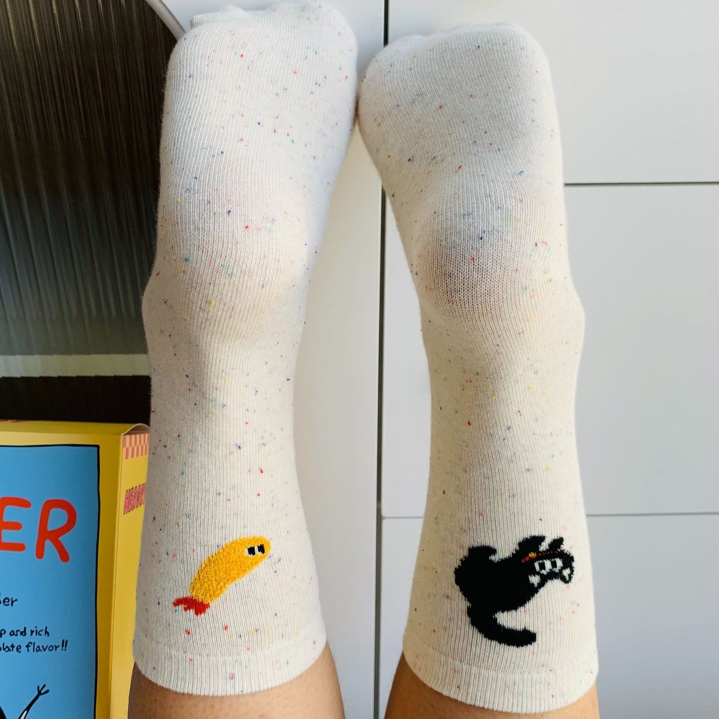 Spring And Autumn New Cute Illustration Heel Flocking Color Dots Tube Socks