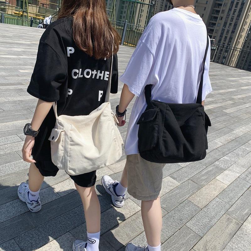 Literature And Art Solid Color Single Shoulder Cross Body Canvas Bag