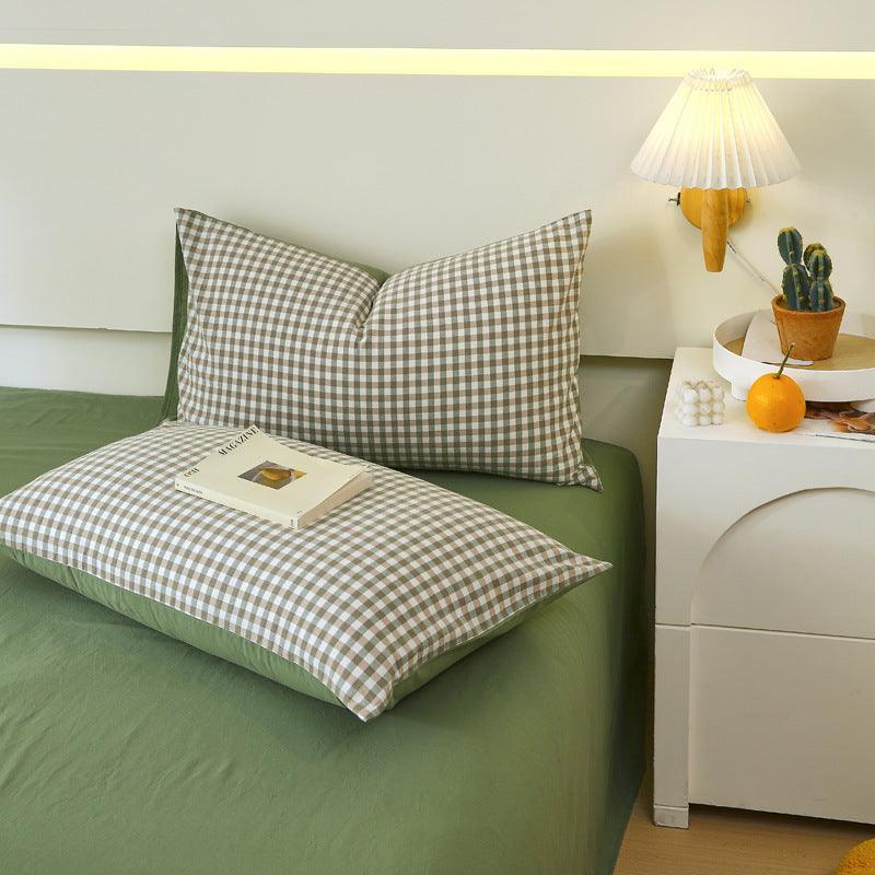 Washed Cotton Pillowcase Yarn-dyed Double-piece Types A And B Single Pillowcase