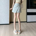 Pleated 4 Summer High Waist Covering Belly Thin A- Line Hip-wrapped Skirt