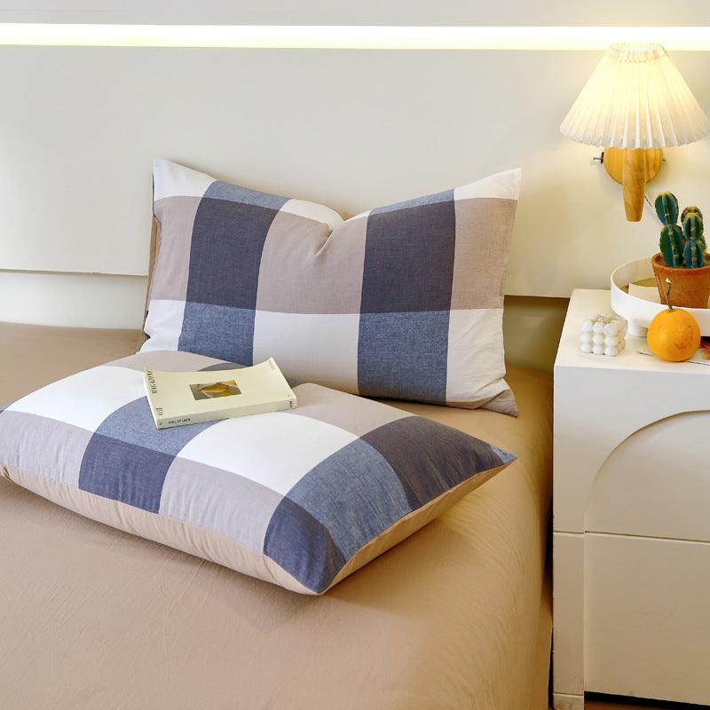Washed Cotton Pillowcase Yarn-dyed Double-piece Types A And B Single Pillowcase