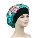 New Satin Print Nightcap Wide-brimmed Elastic Shower Cap