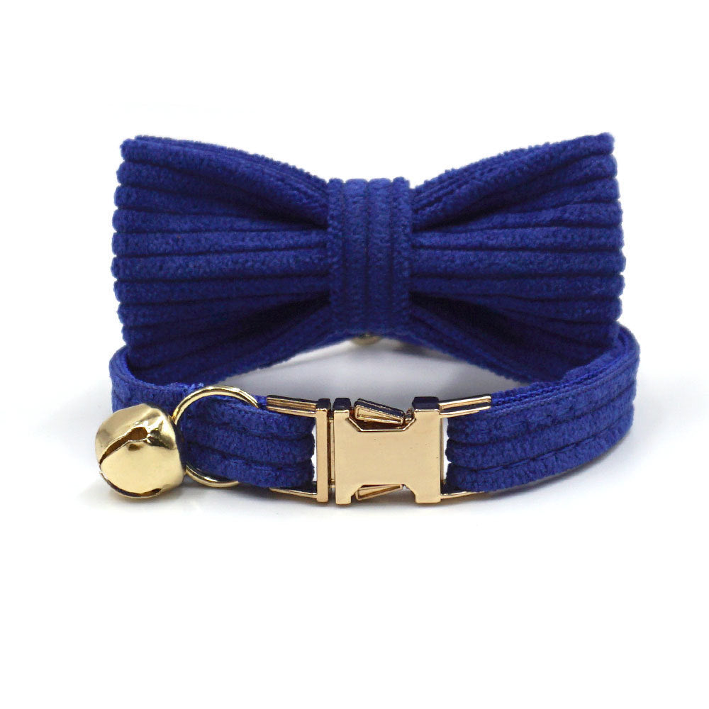 Handsome Cat Bow Corduroy Cat Collar