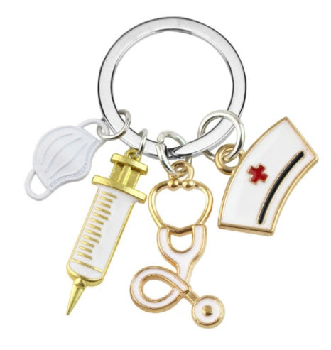 Nurse Doctor Mask Keychain Medical Ambulance Key Ring