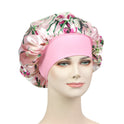 New Satin Print Nightcap Wide-brimmed Elastic Shower Cap