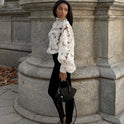 White Floral Pearl Textured Shirt