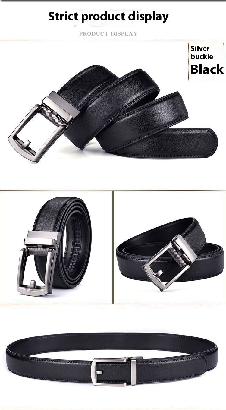 Men's Leather Belt Automatic Buckle Two-layer Cowhide