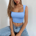 Seamless Square Collar Sleeveless Midriff-baring Fashion Camisole Yoga Stretch Top