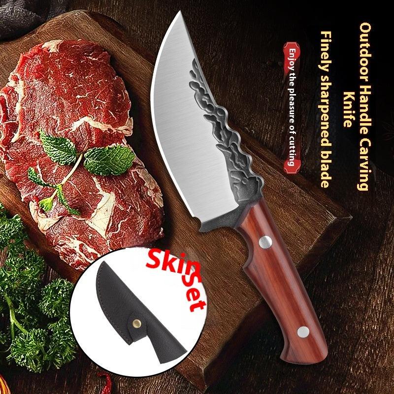 Hand-forged Red Pear Solid Wood Handle Outdoor Camping Handle Meat Knife