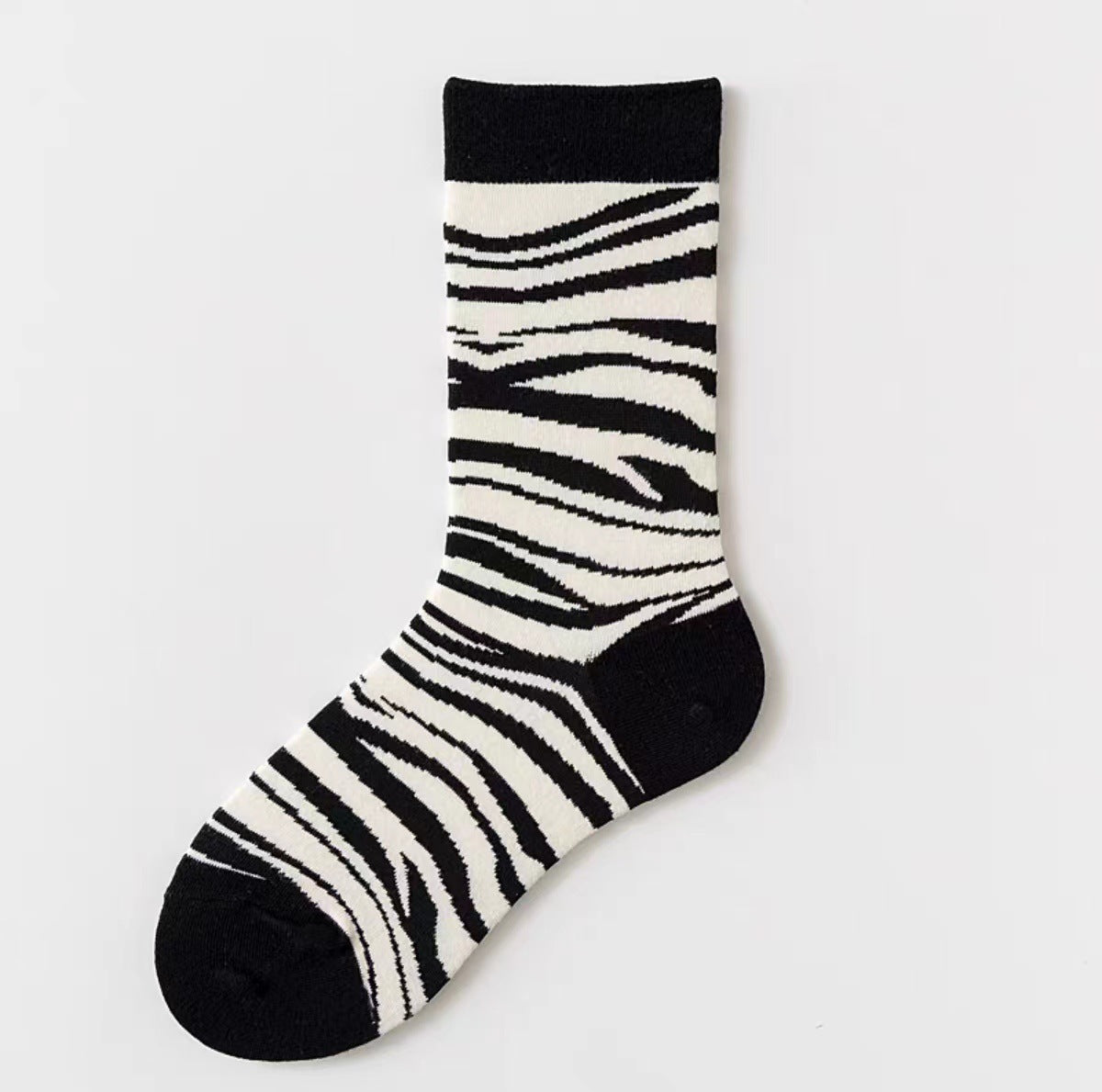 Women's Black And White Cartoon Mid-calf Length Loose Socks