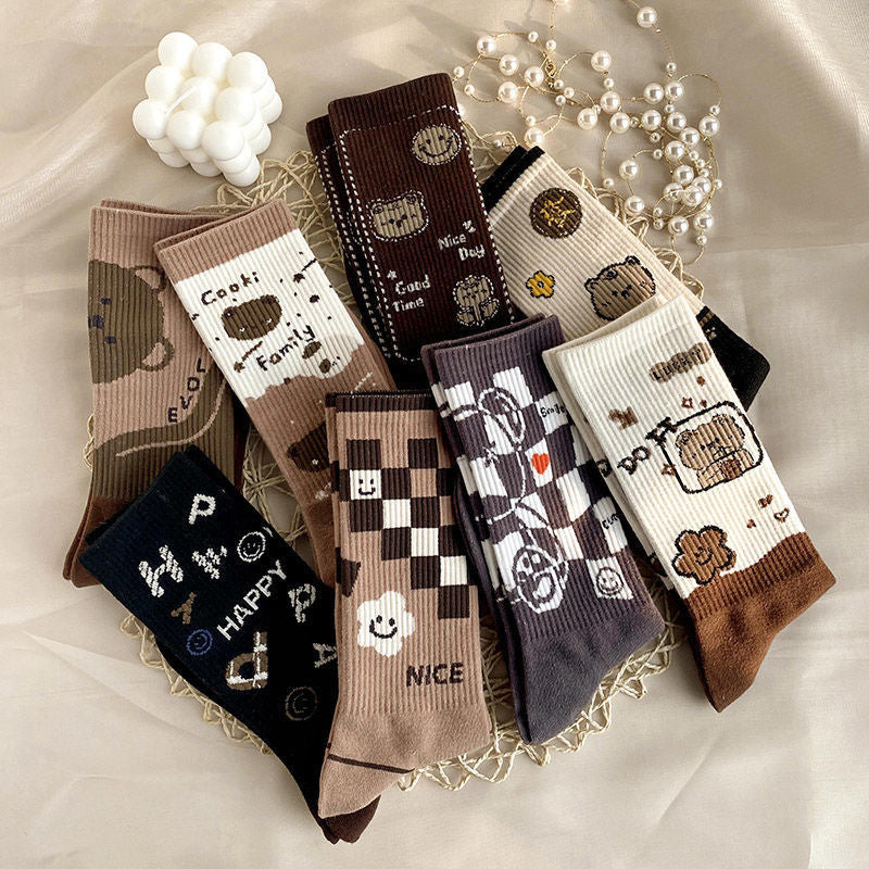 Coffee Colored Socks And Stockings Trend Korean Version