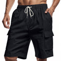 Loose Sports And Leisure Solid Color Linen Drawstring Shorts