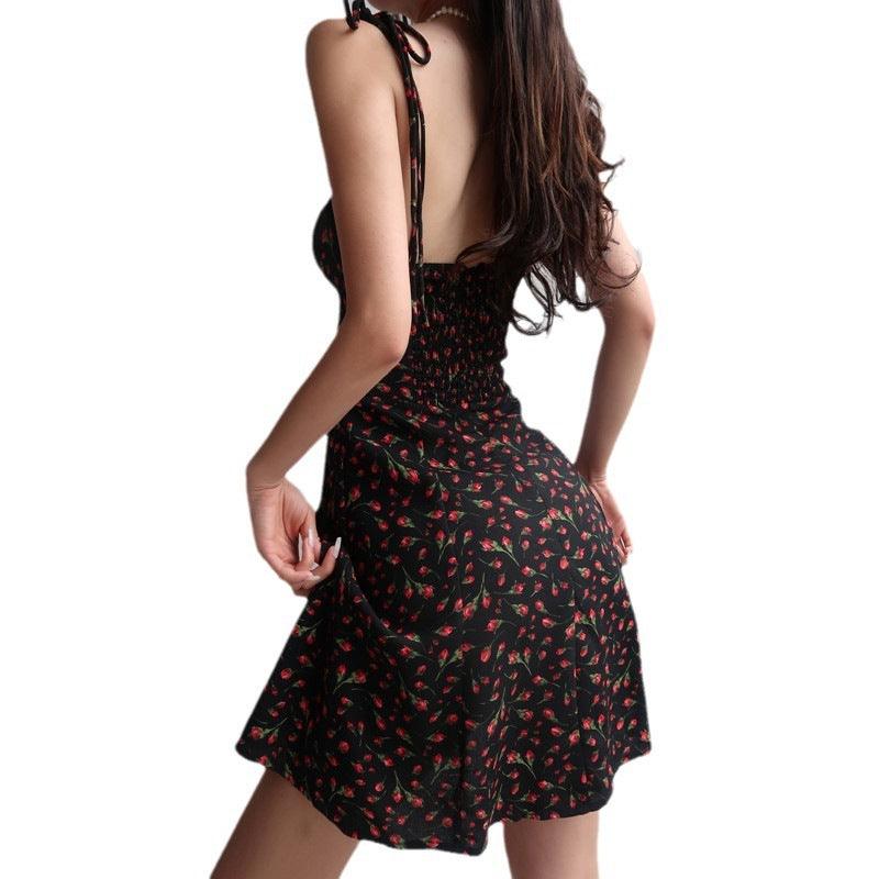 Women's Summer Flower Wrapped Hip Dress