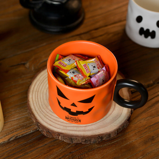 Pumpkin Ceramic Cup Party Favor Ceramic Cups With Handle Portable Cute Halloween Gift Mug Durable Halloween Party Supplies