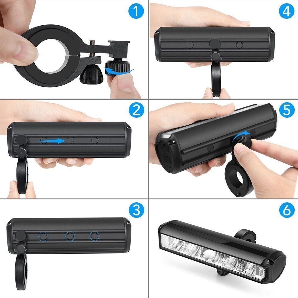 Bicycle Bike LED Front Light 4000mAh Headlight Lamp USB Rechargeable Flashlight