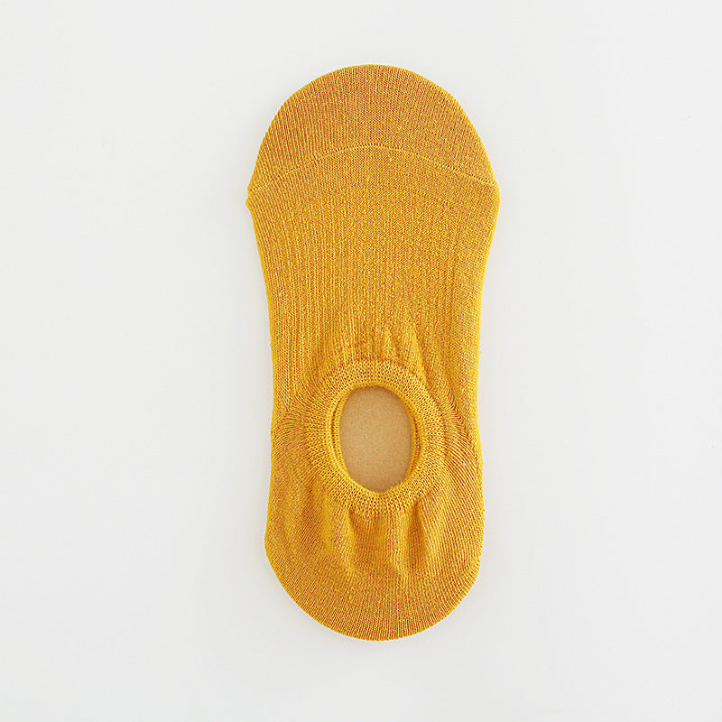 Pure Color Invisible Cotton Ladies Socks