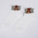 Women's Three-dimensional Bear Embossed Boat Socks