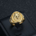 Vacuum Gold Plated Lion's Head Men's Ring