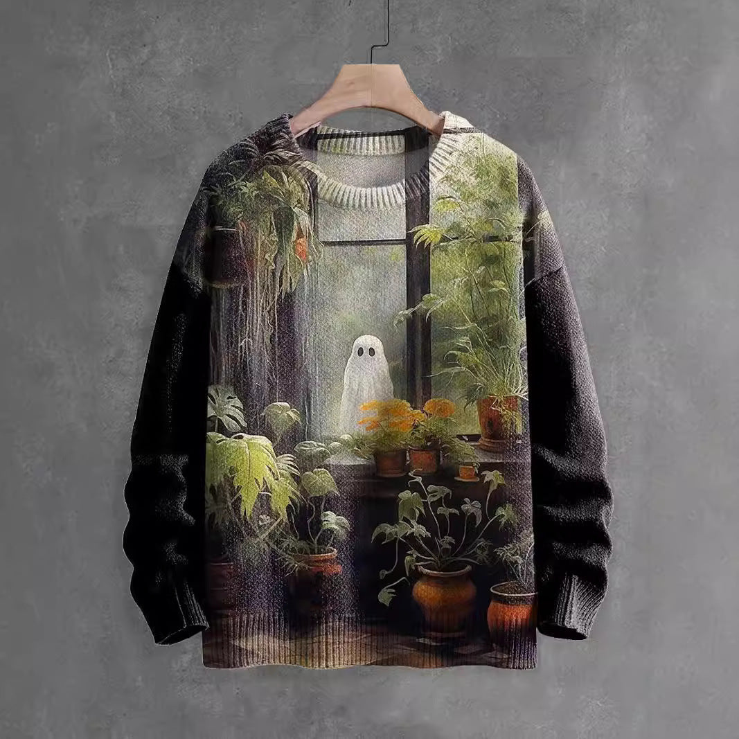 Halloween Ghost Pattern Horror Printed Sweater