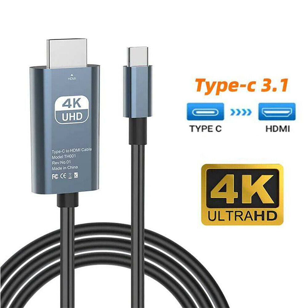 USB C To HDMI 2M 4K Cable - TV Adapter -hone -Tablet -Laptop  - For Samsung