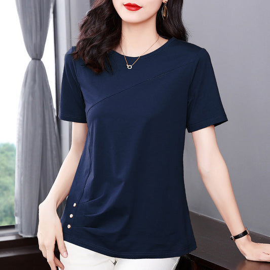 Solid Color Short-sleeved T-shirt For Women Plus Size Baggy Fashion Top