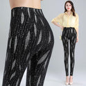 High Waist Large Print Plus Fleece Thickened Elastic Tights