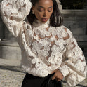 White Floral Pearl Textured Shirt