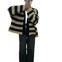 Plus Size Thick Needle Striped Sweater Cardigan