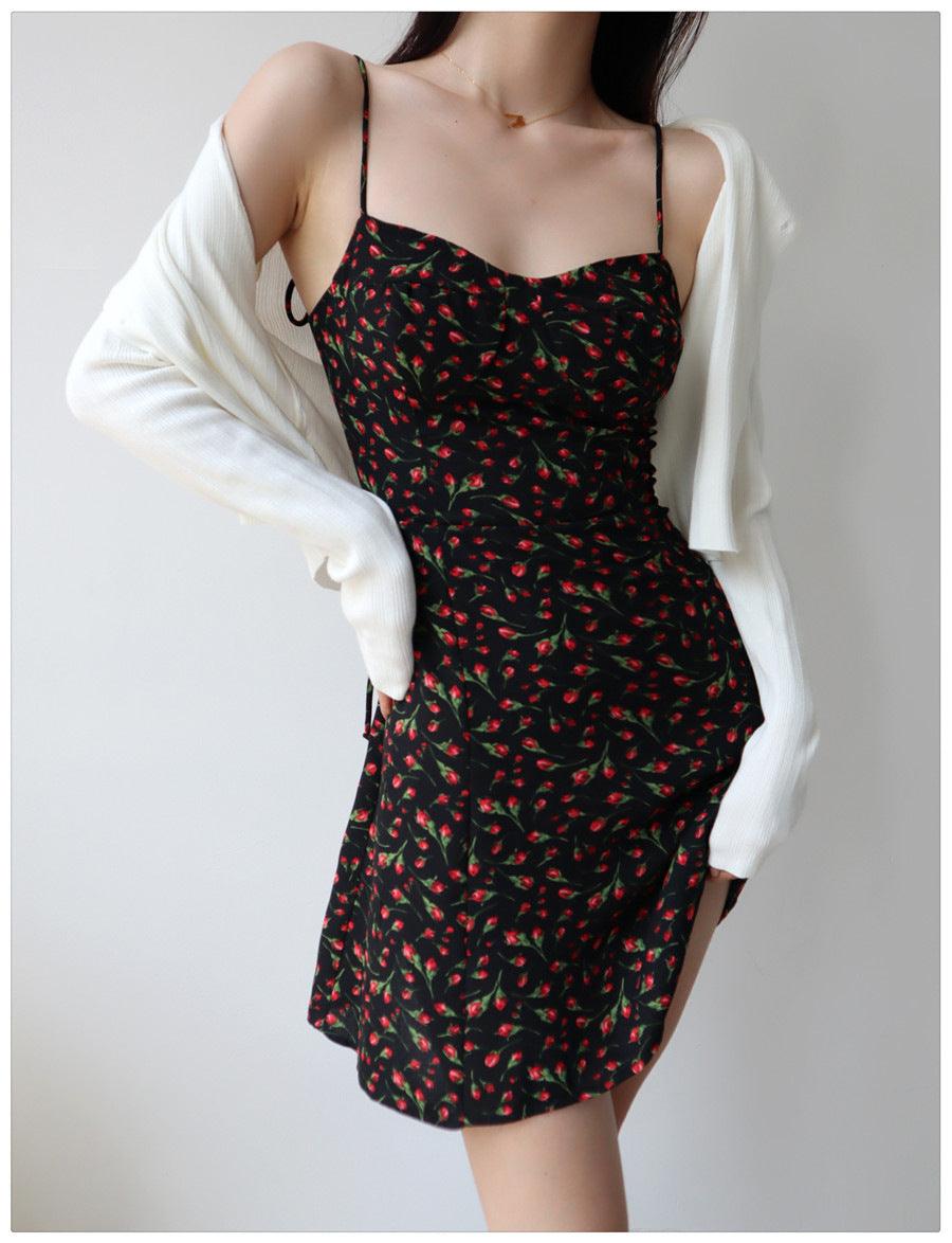 Women's Summer Flower Wrapped Hip Dress