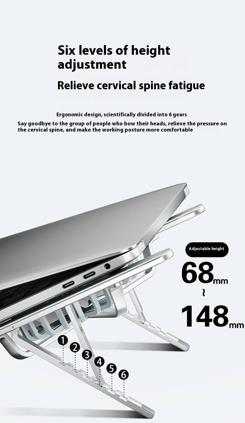 Aluminum Alloy Notebook Stand Portable Folding Lifting Tablet Height Increasing Desktop Twin Fan Computer