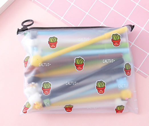 20 Cute Cartoon 0.5 Black Neutral Pens With Pen Case