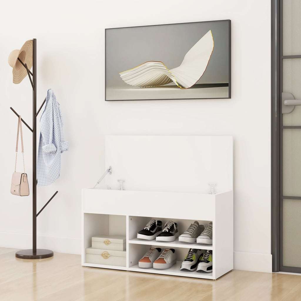 vidaXL Shoe Bench White 80x30x45 cm Engineered Wood