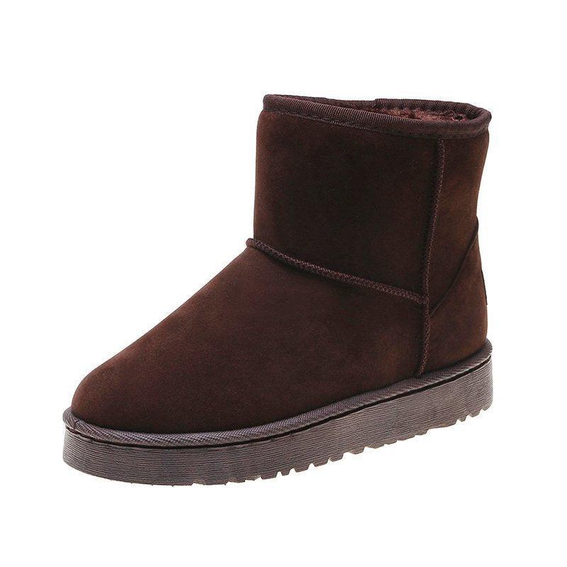 Women's Flat-Bottom Thickened Leather Plus Size Couple Snow Boots