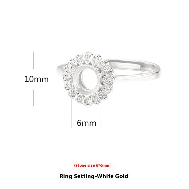 Sterling Silver Rose Gold Women's Eardrop Frame Open Ring