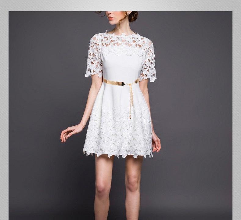 Metal Wave Pattern Woven Belt Women's Waist Chain Simple Dress Belt