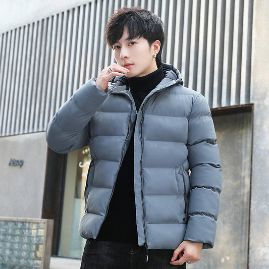 Cotton-padded Coat Men's Hooded Autumn And Winter Fleece-lined