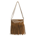Retro Embroidered Small Square Texture Matte Tassel Bag