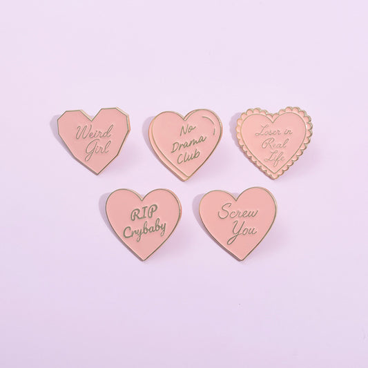 English Letters Love Brooch Cartoon