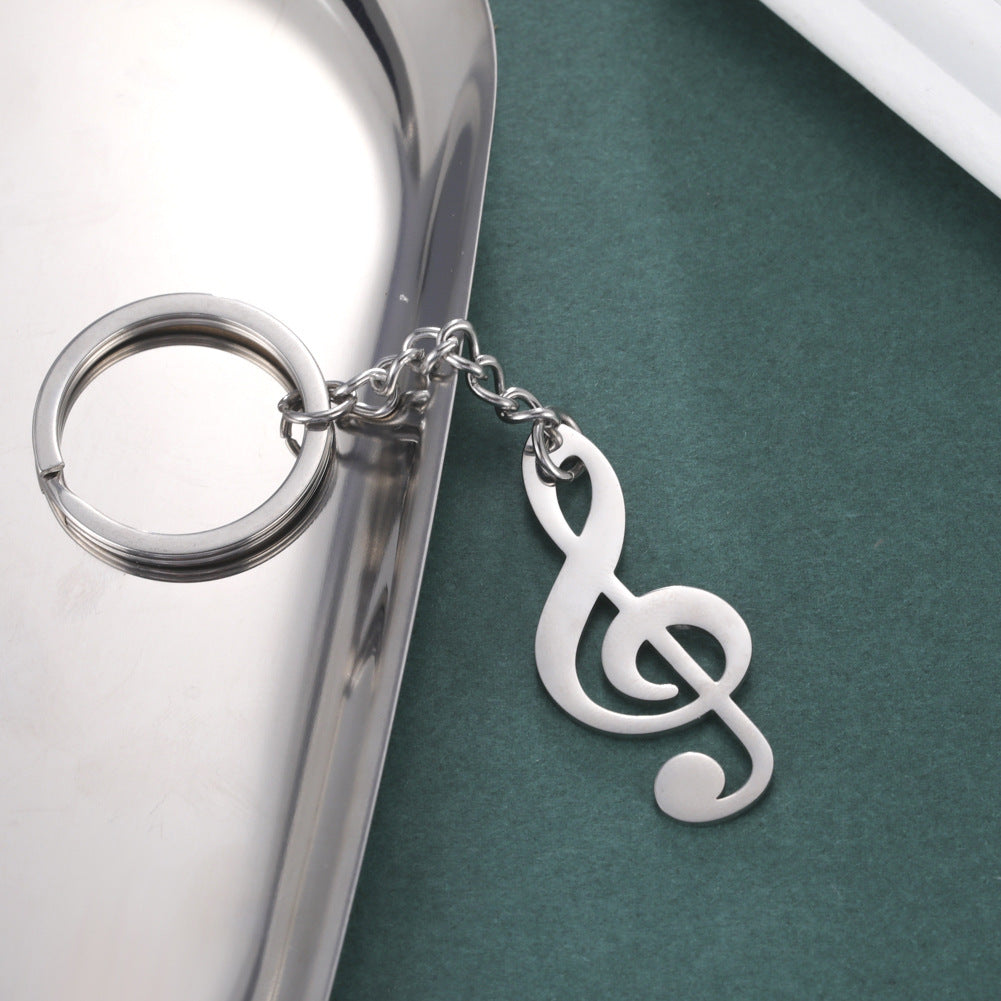All-match Design Music Student Love Single Item Note Pendant Stainless Steel Key Ring