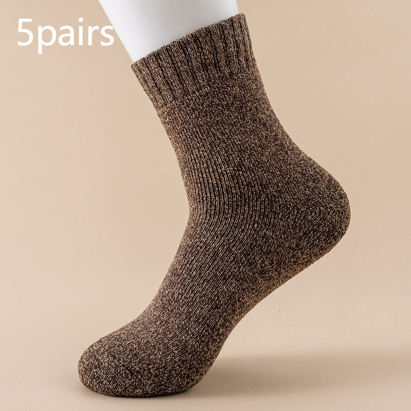 Autumn And Winter Fleece Lined Padded Warm Keeping Mid-calf Solid Color Socks