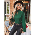 Fashion Tops Long Sleeve Autumn Open-hole Neckline Decoration